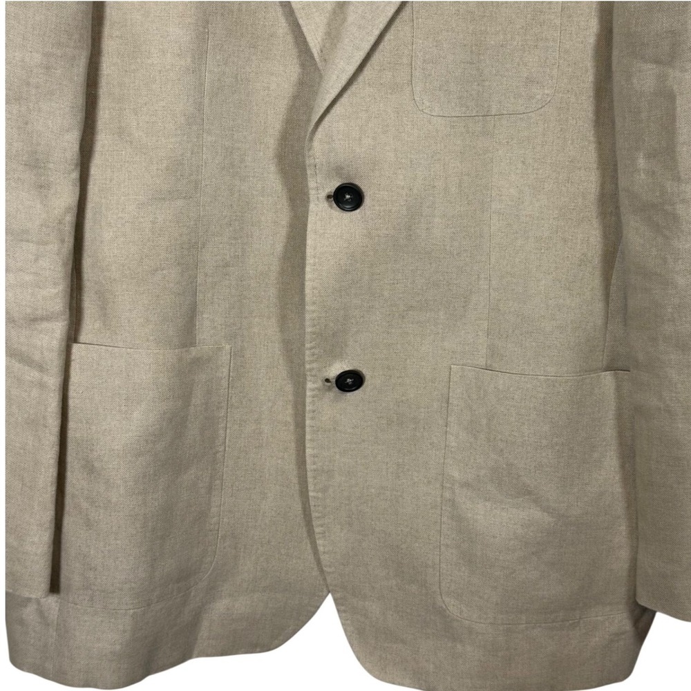 Banana Republic Made in Italy 100% Linen Blazer Sport Coat Tan Beige 44R - Picture 8 of 12